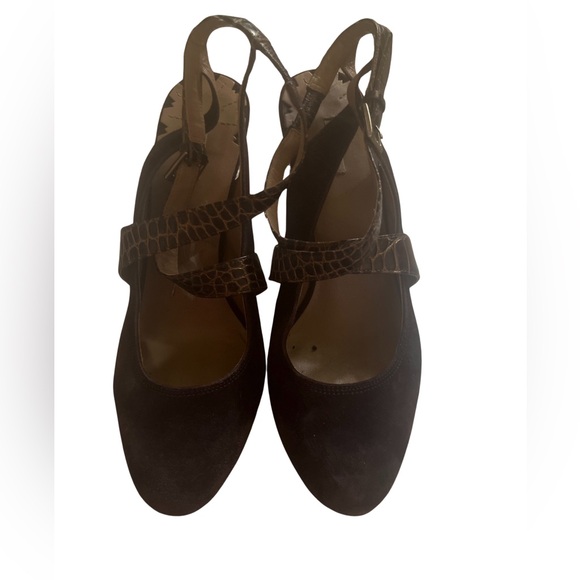 Maxstudio suede and embossed leather strappy heels -10 - Picture 3 of 4